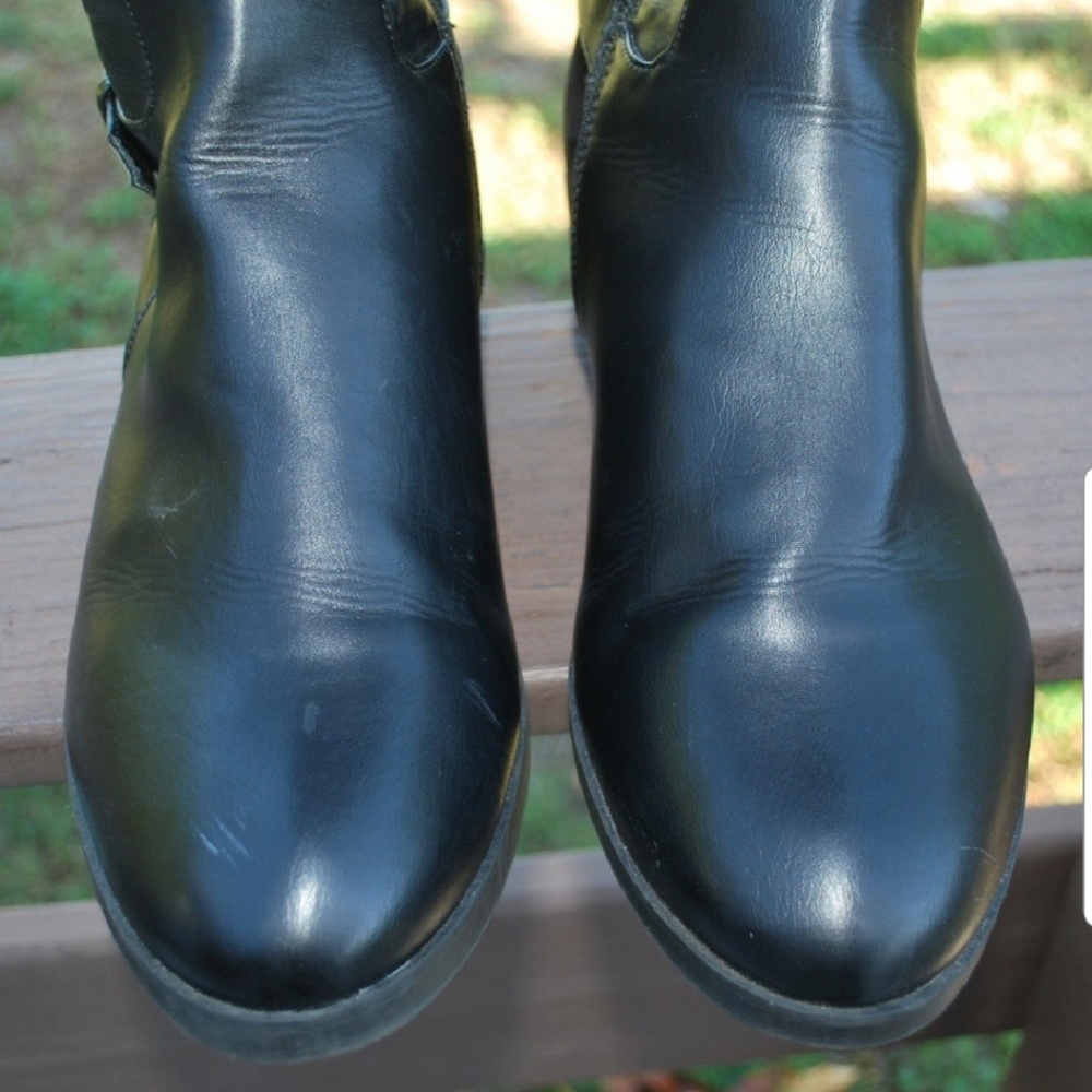 BOOTS~Liz Claiborne Black Riding Boots~Side Zipper~Round Toe~EUC - Picture 5 of 10